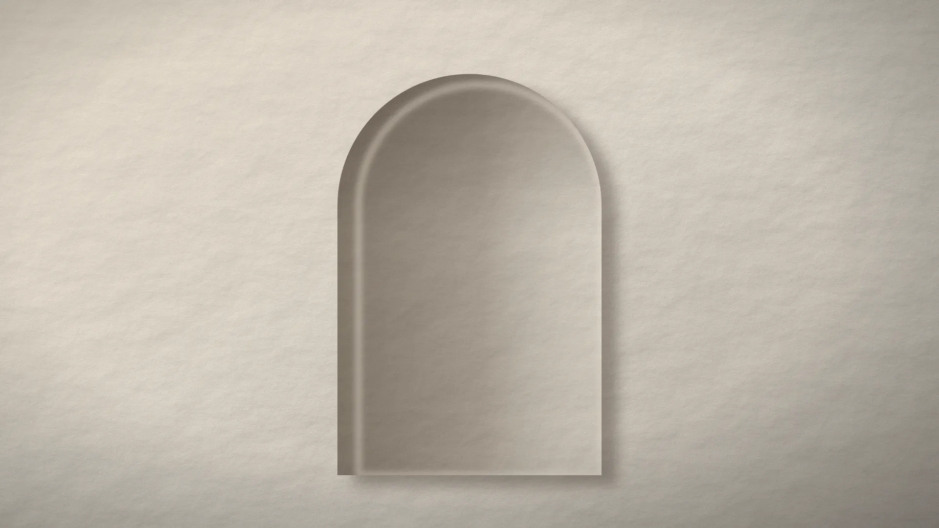 Nicho em arco numa parede de reboco, com luz lateral